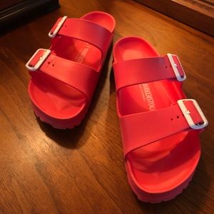 Birkenstock Arizona EVA slides, coral pink, size 37
